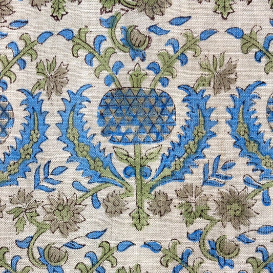 Ittam Block Printed Linen Fabric | Upholstery & Home Décor Fabric