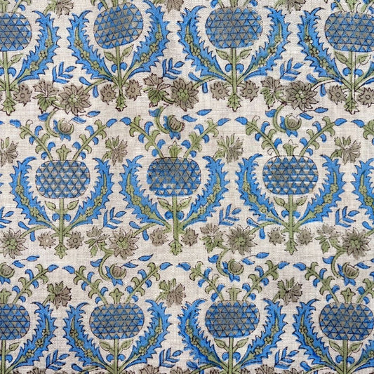 Ittam Block Printed Linen Fabric | Upholstery & Home Décor Fabric
