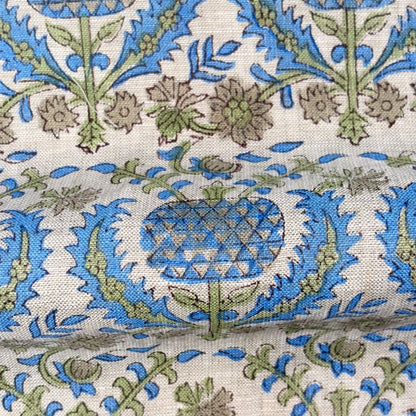 Ittam Block Printed Linen Fabric | Upholstery & Home Décor Fabric
