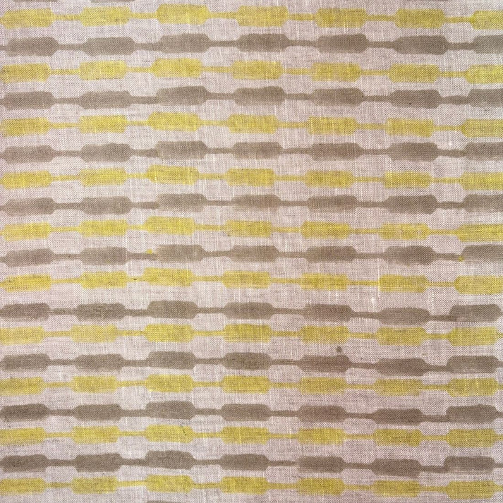 Tassi Linen 58" Block-Printed Geometric Upholstery Fabric