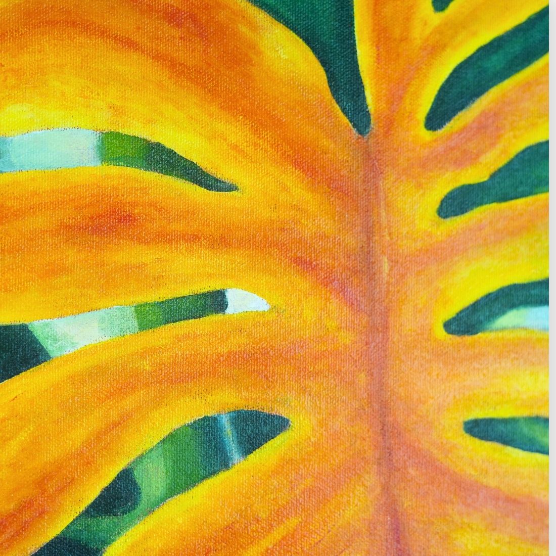 Hand Painted Leaf Canvas Wall Art