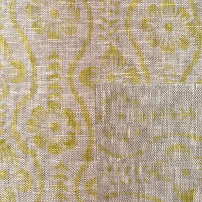 Rekhā Block Printed Linen Fabric | Upholstery & Home Décor Fabric