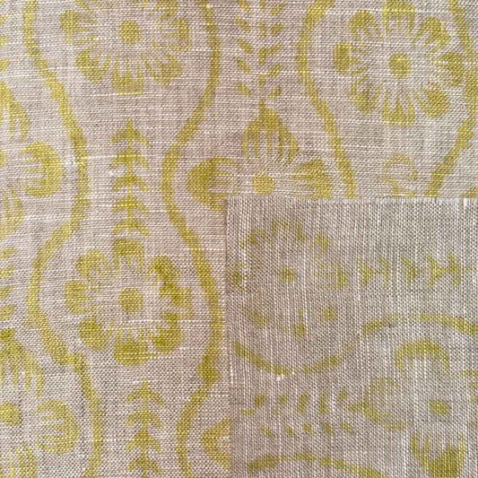 Rekhā Block Printed Linen Fabric | Upholstery & Home Décor Fabric