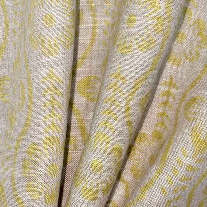 Rekhā Block Printed Linen Fabric | Upholstery & Home Décor Fabric