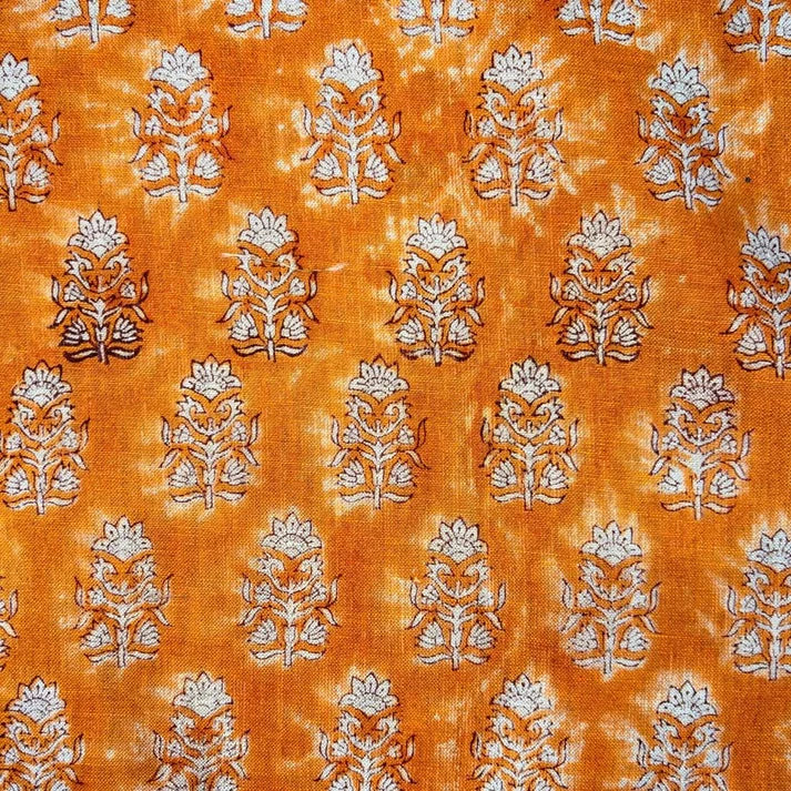 Raga Linen 58" Block-Printed Buta Upholstery Fabric