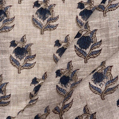 Ganga Block Print Linen Fabric