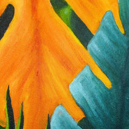 Hand Painted Leaf Canvas Wall Art