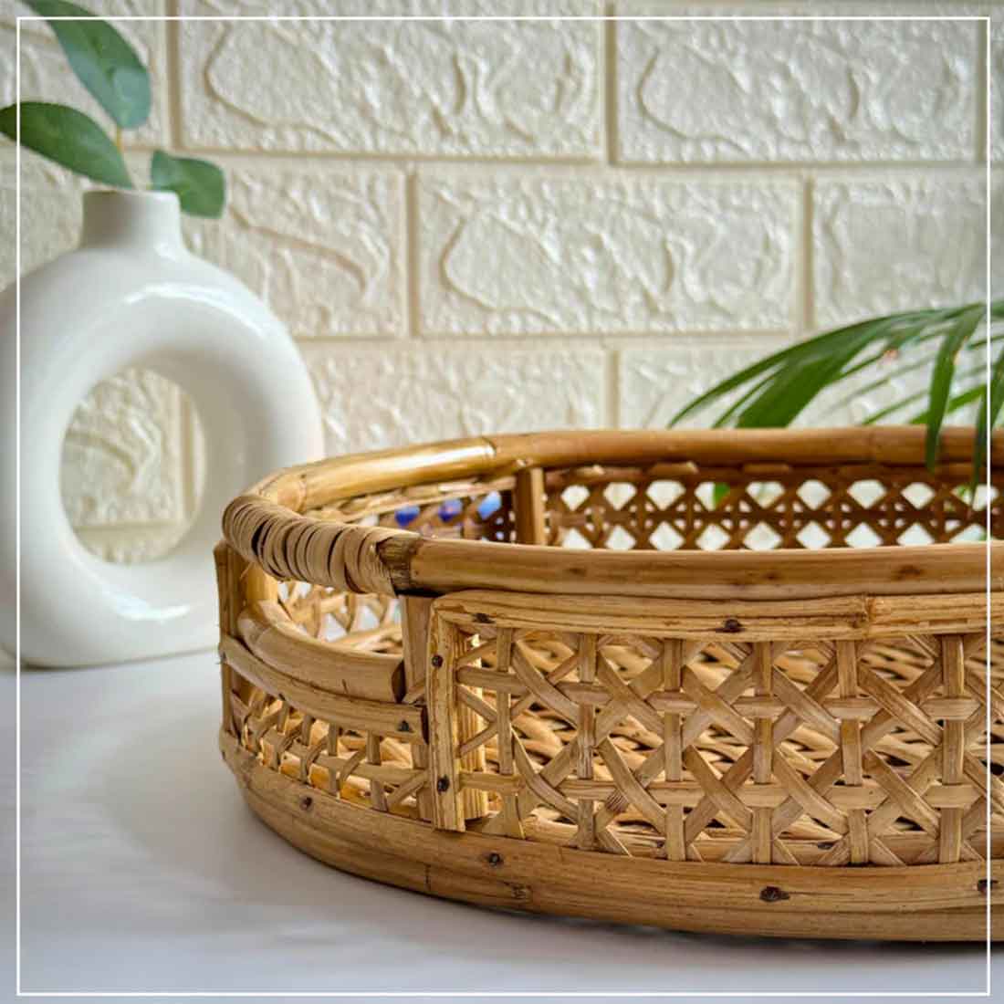 Designer Cane Tray with Cut Handle - Round