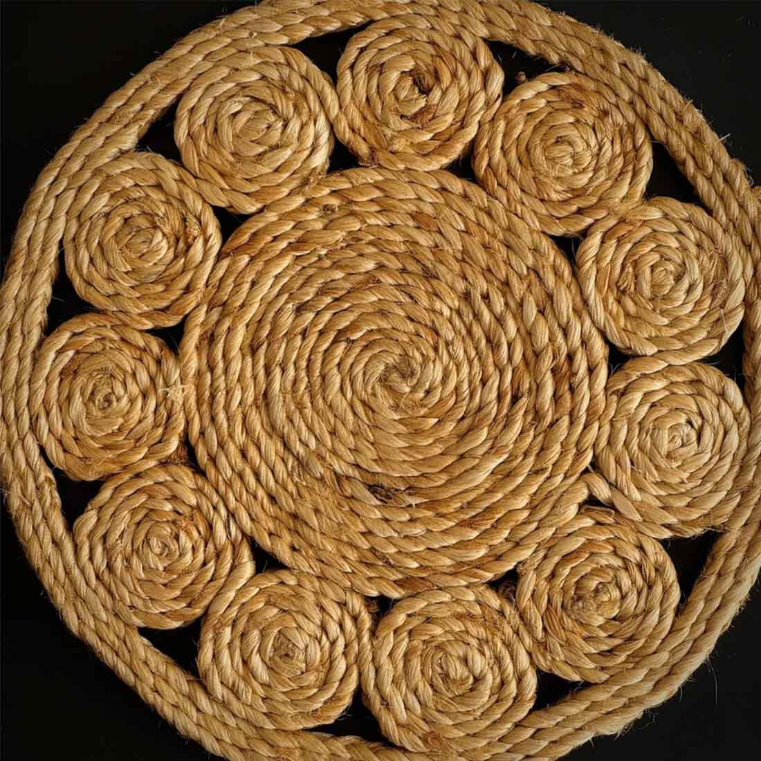 SunSpiral Jute Coaster – 6" Handwoven Boho Elegance