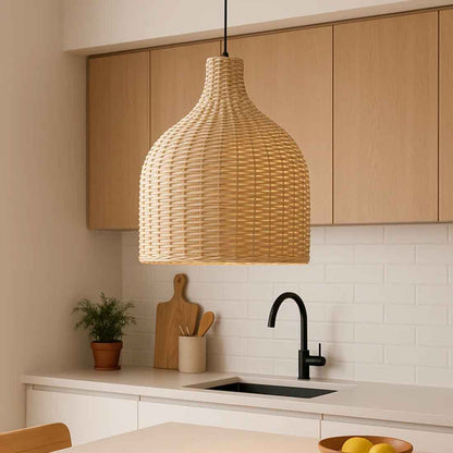 Cane Bottle Lampshade with Iron Frame