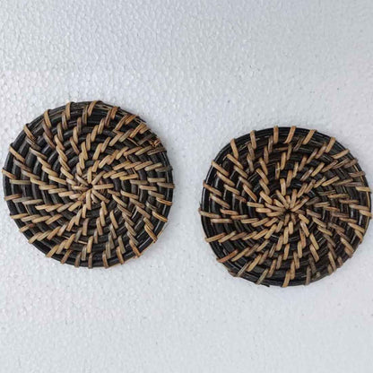 Aara Noir Cane Coaster - Round (4.5", Black Finish)