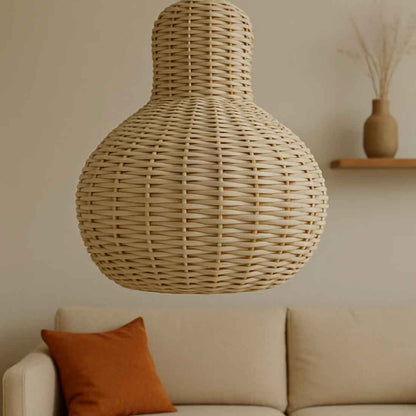 Cane Pear Lampshade with Iron Frame