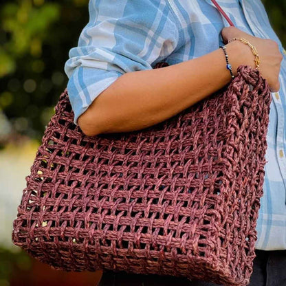 SauraWeave Sabai Grass Mesh Bag - Designer Handle Tote