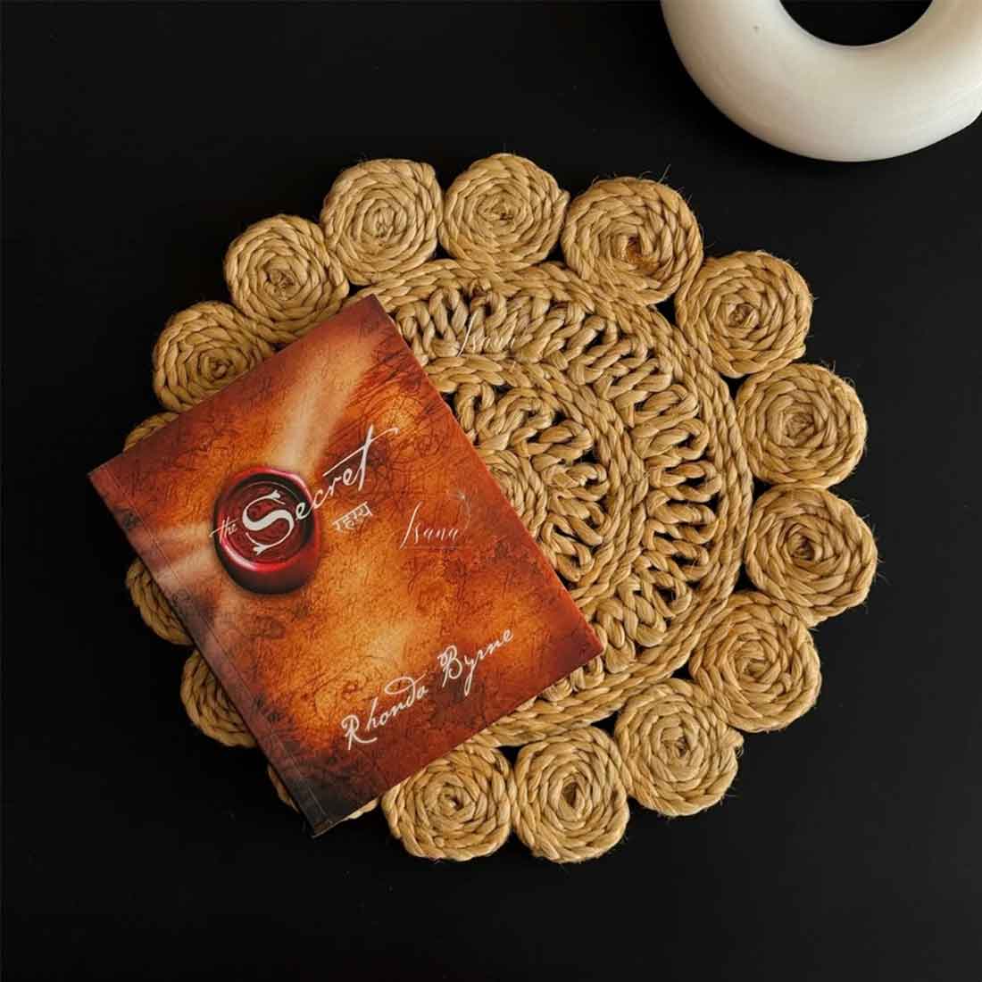 Rosette Bloom Jute Coaster – 6" Handwoven Floral Elegance