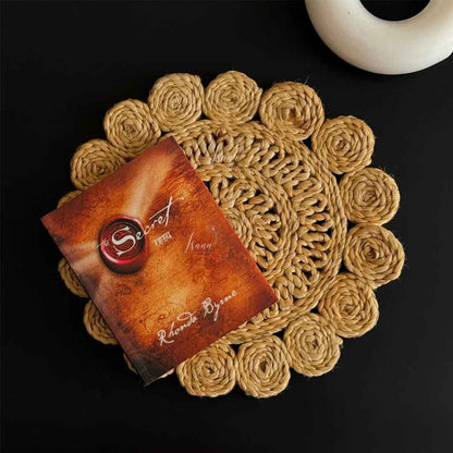 Rosette Bloom Jute Coaster – 6" Handwoven Floral Elegance