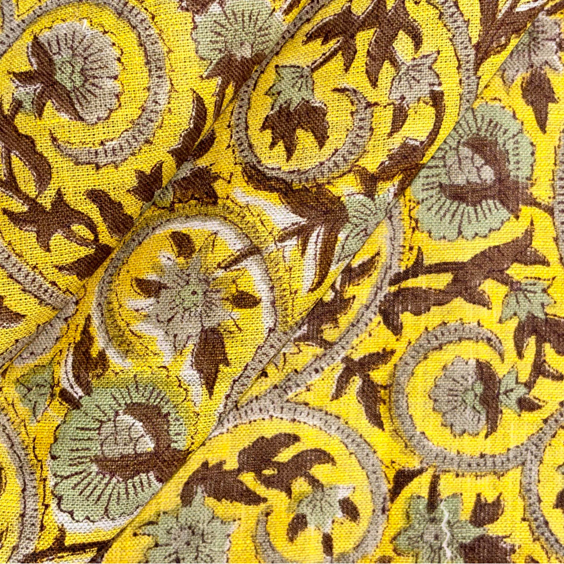Kaamu Block Printed Linen Fabric | Upholstery & Home Décor Fabric