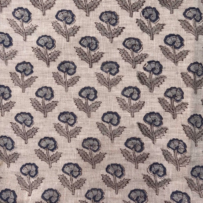 Kaamini Linen 58" Block-Printed Buti Upholstery Fabric