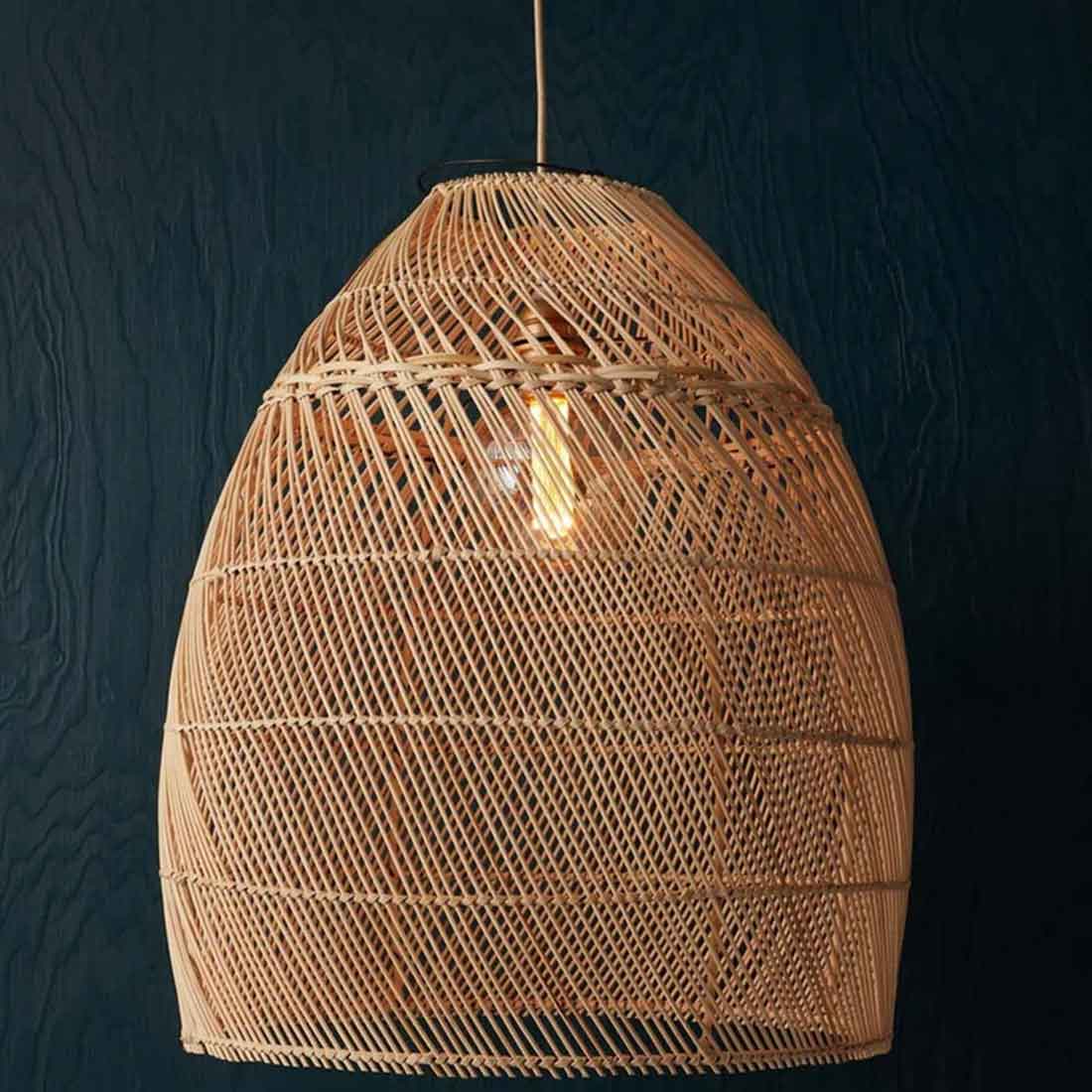 Cane Hanging Lampshade with Iron Frame