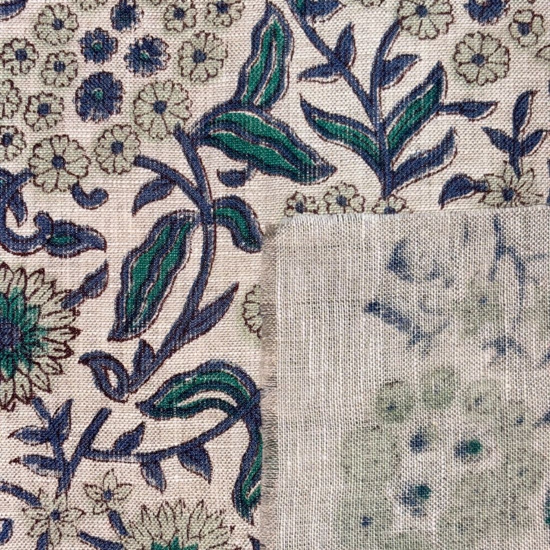 Dhani Block Printed Linen Fabric