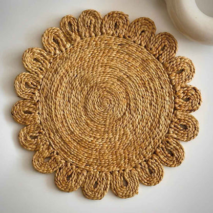 SunPetal Jute Coaster – 6" Handwoven Rustic Elegance