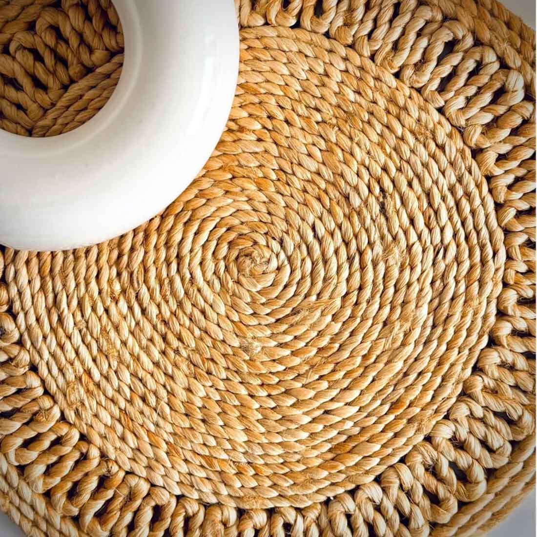 RusticBloom – Handwoven Round Jute Placemat