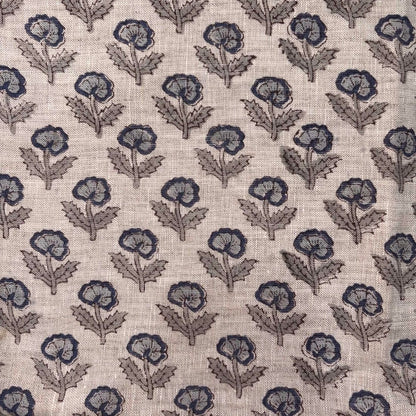Kaamini Linen 58" Block-Printed Buti Upholstery Fabric