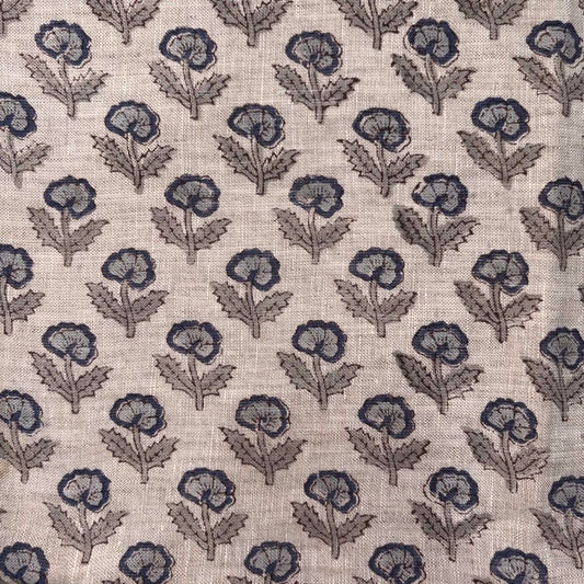Kaamini Linen 58" Block-Printed Buti Upholstery Fabric