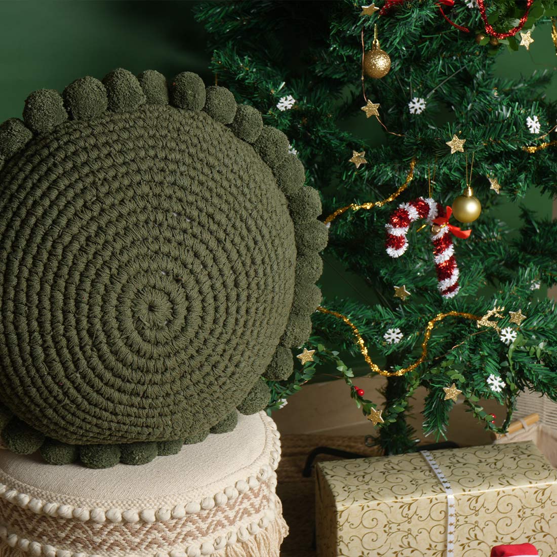 Holly Crochet Pillow Cover | Woven Home Décor | Holiday Gifting