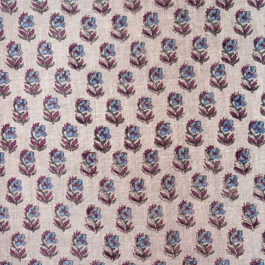 Reeva Block Printed Linen Fabric | Upholstery & Home Décor Fabric