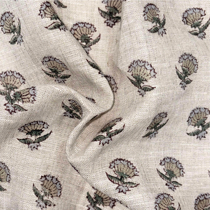Ruhya Linen 58" Block-Printed Buti Upholstery Fabric