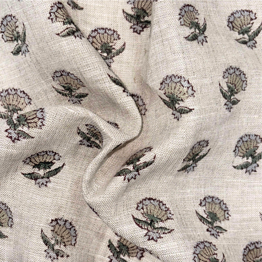 Ruhya Block Printed Linen Fabric | Upholstery & Home Décor Fabric