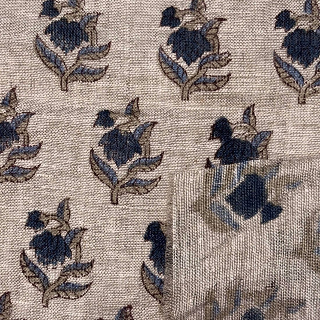 Ganga Block Print Linen Fabric