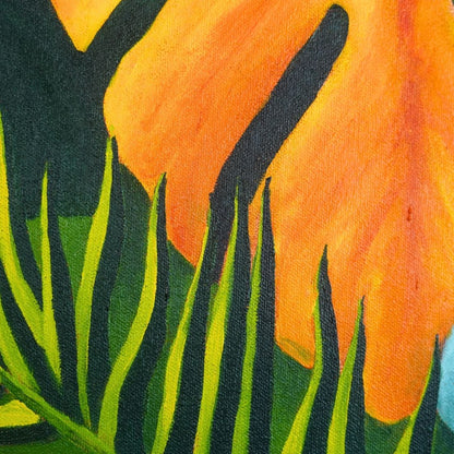 Hand Painted Leaf Canvas Wall Art