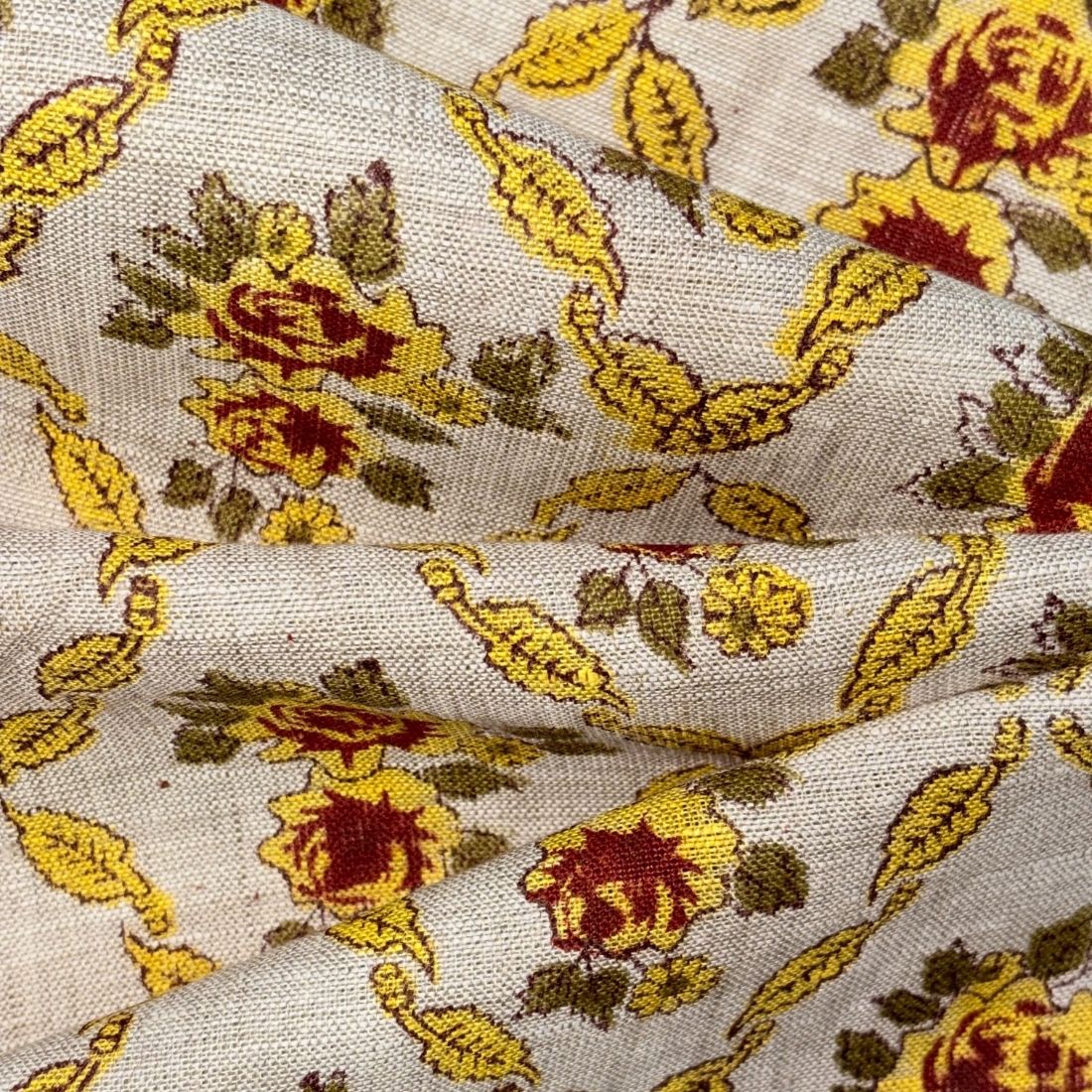 Taana Block Printed Linen Fabric | Upholstery & Home Décor Fabric