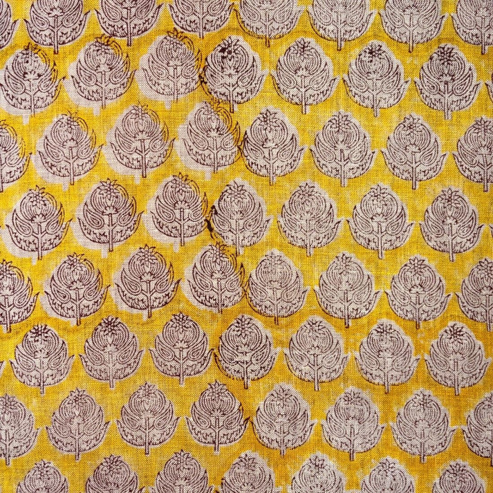 Kesar Linen 58" Block-Printed Buta Upholstery Fabric