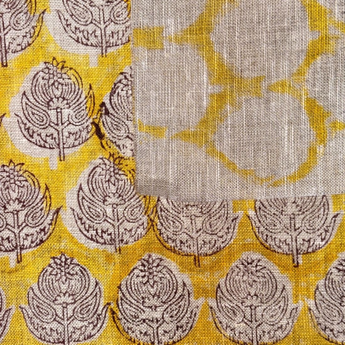 Kesar Block Printed Linen Fabric