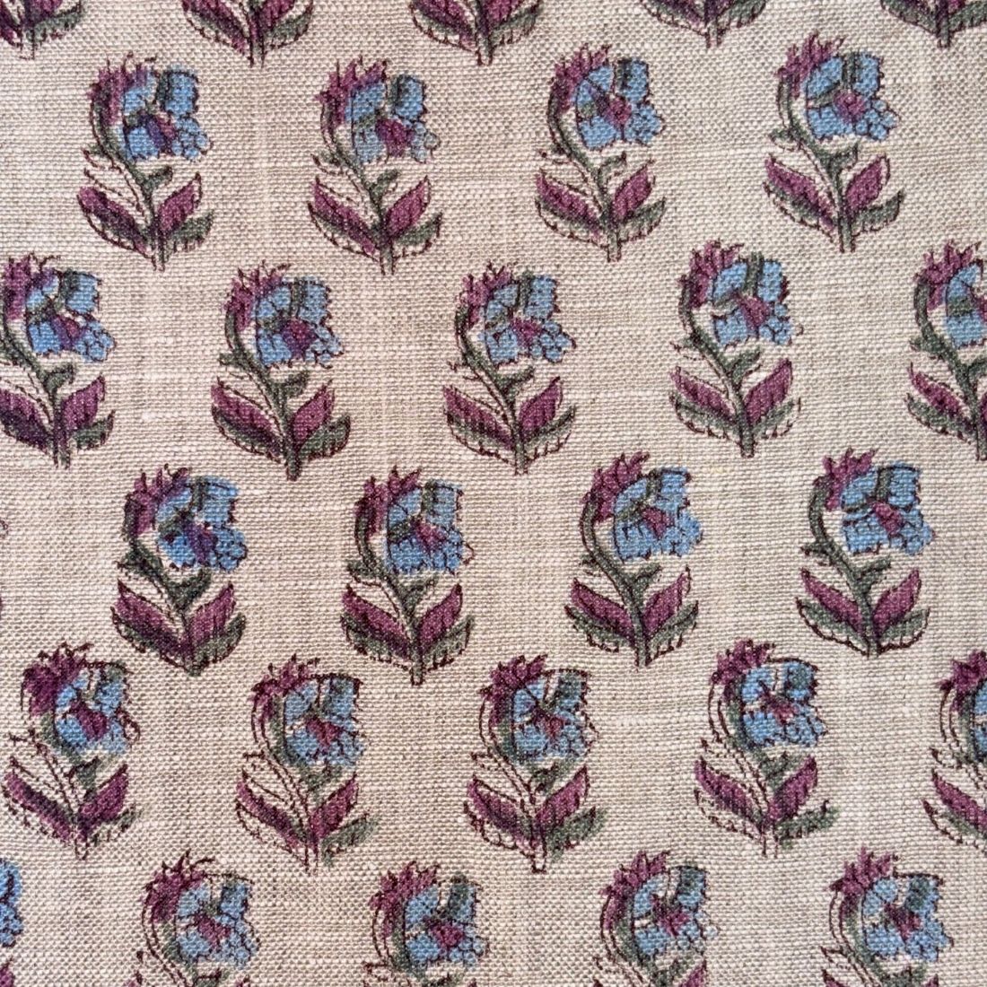 Reeva Block Printed Linen Fabric | Upholstery & Home Décor Fabric