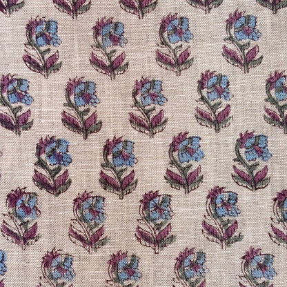 Reeva Block Printed Linen Fabric | Upholstery & Home Décor Fabric