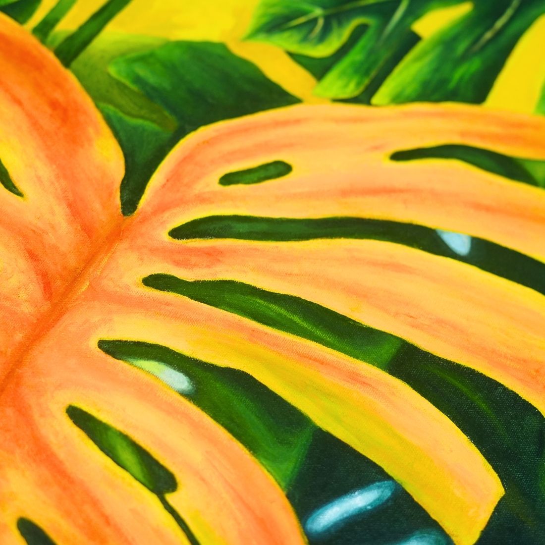 Hand Painted Leaf Canvas Wall Art