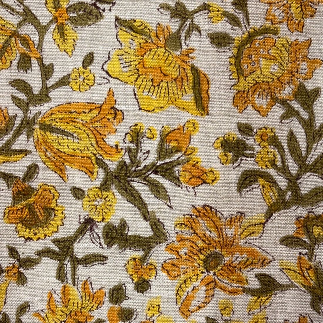 Selah Block Printed Linen Fabric | Upholstery & Home Décor Fabric