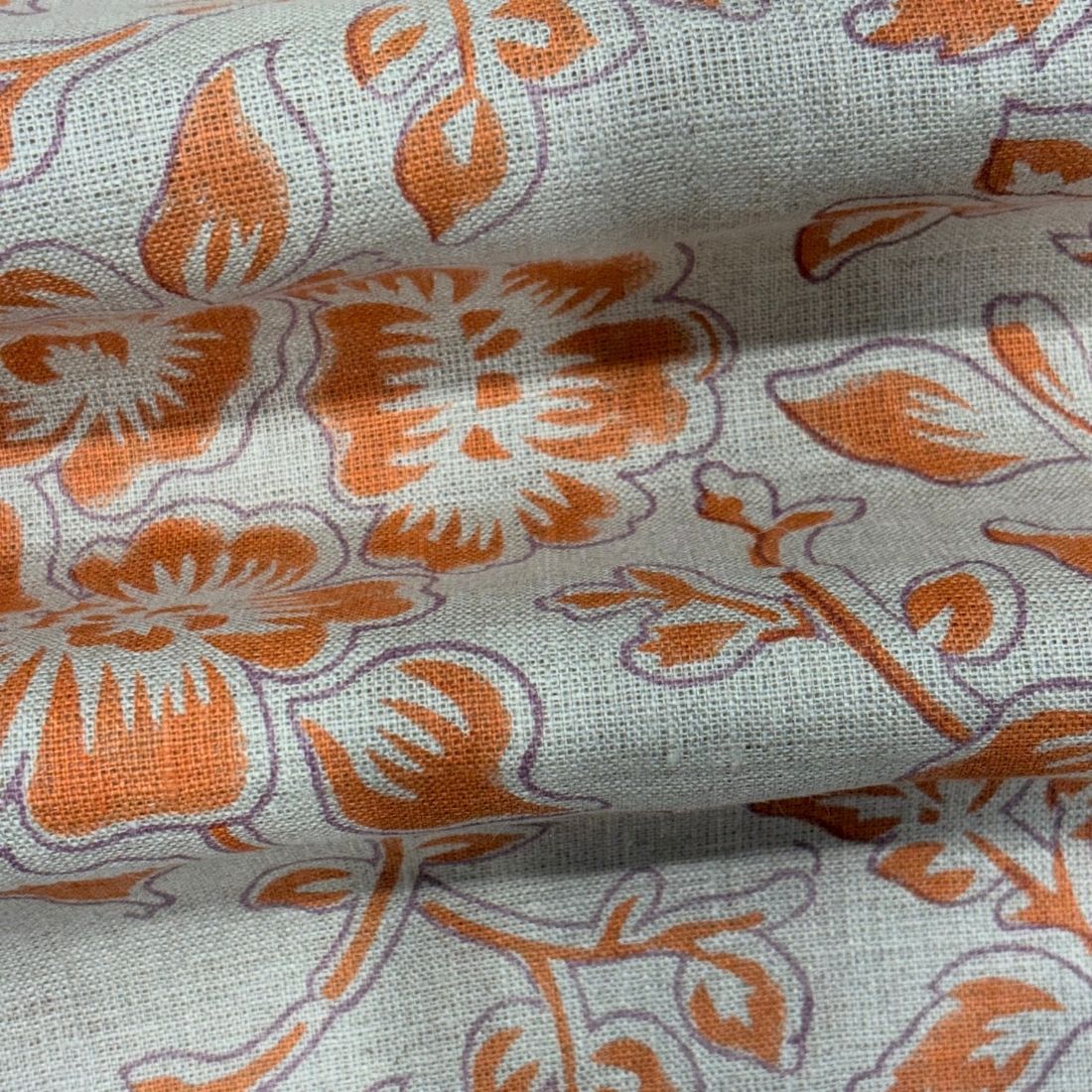 Gaura Block Printed Linen Fabric