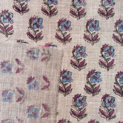 Reeva Block Printed Linen Fabric | Upholstery & Home Décor Fabric