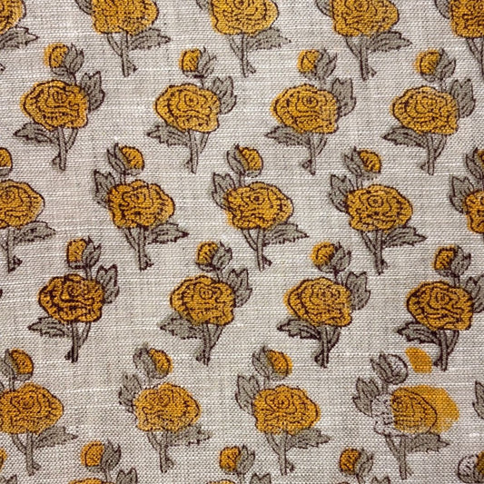 Suman Block Printed Linen Fabric