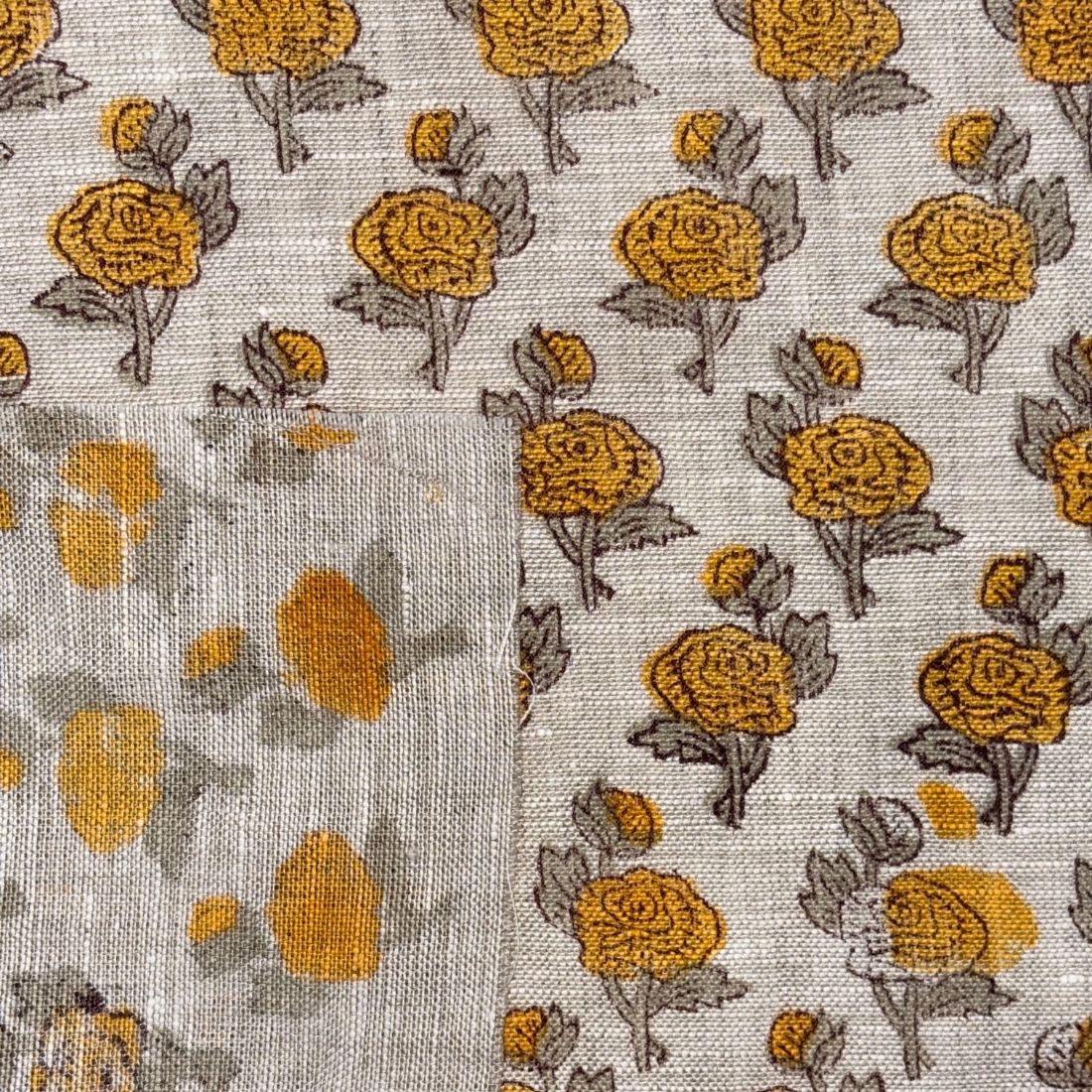 Suman Block Printed Linen Fabric