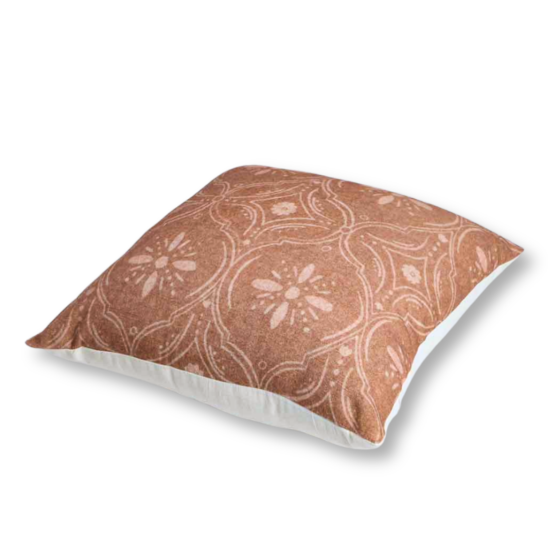 Decorative pillow with floral pattern on a white background