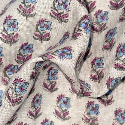 Reeva Block Printed Linen Fabric | Upholstery & Home Décor Fabric