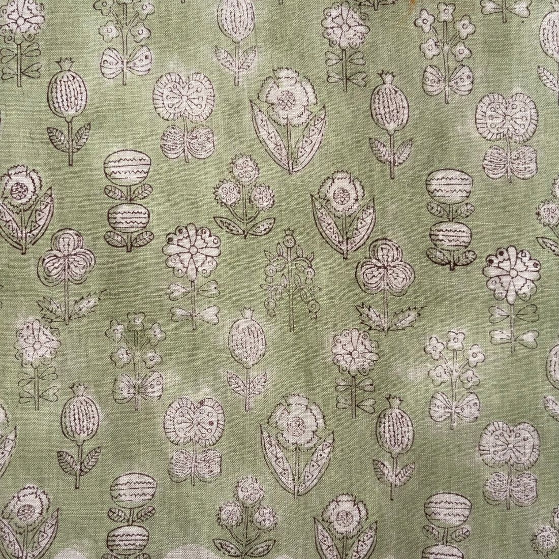 Zaima Block Printed Linen Fabric | Upholstery & Home Décor Fabric