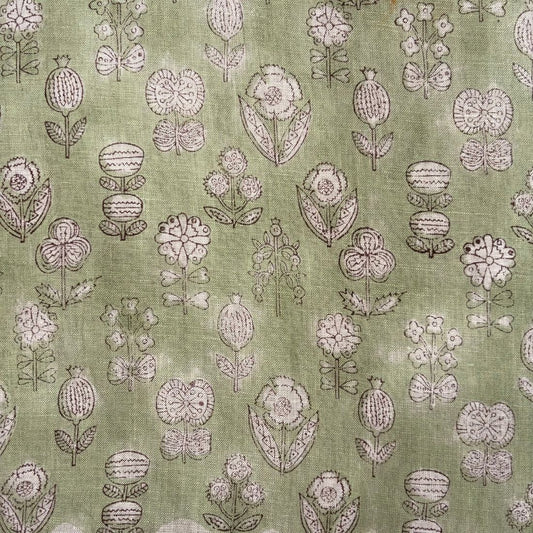 Zaima Block Printed Linen Fabric | Upholstery & Home Décor Fabric