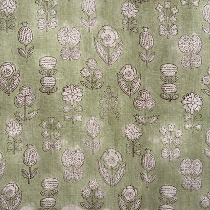 Ambaa Linen 58" Block-Printed Buta Upholstery Fabric