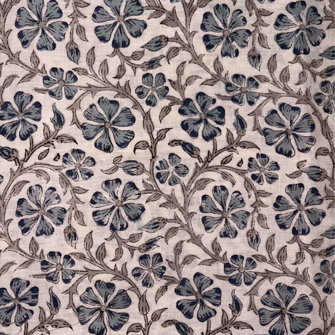 Nyra Linen 58" Block-Printed Jaal Upholstery Fabric